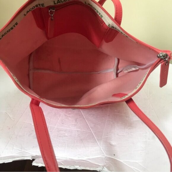 Lacoste L.12.12 Medium Tote Bag Coated Canvas Zip Top Shoulder bag Travel Preppy - Picture 5 of 16